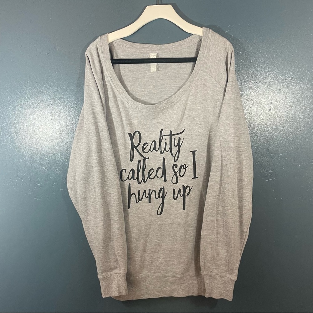 Air Waves Women’s Gray Reality Called So I Hung Up Sweatshirt Size 26W